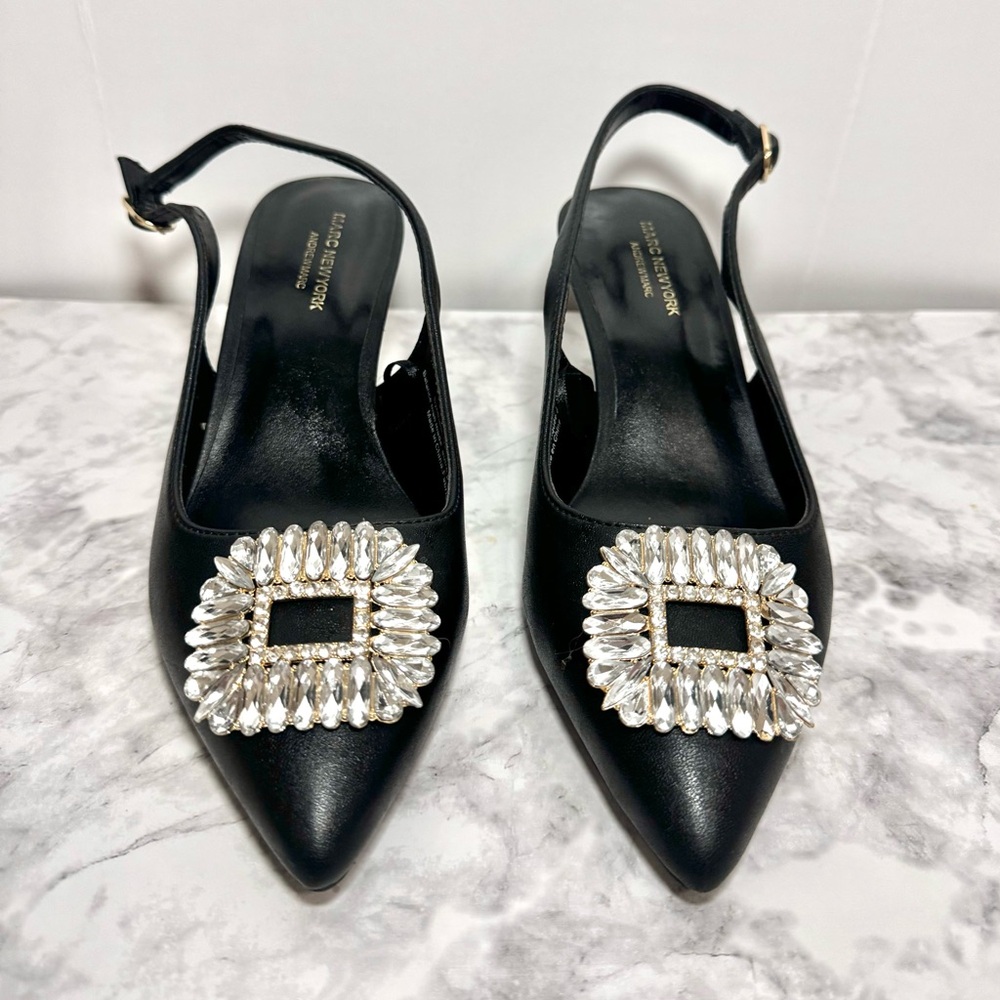 Marc New York Black Heels with Silver Embellishments